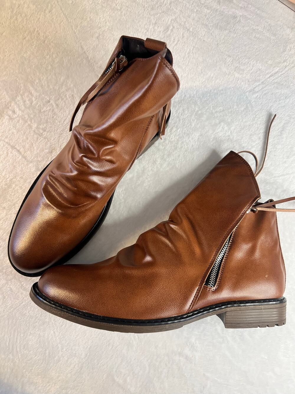 NWOT Unbranded Men’s Brown Side Zip Ankle Boots EU 48 US 14 15